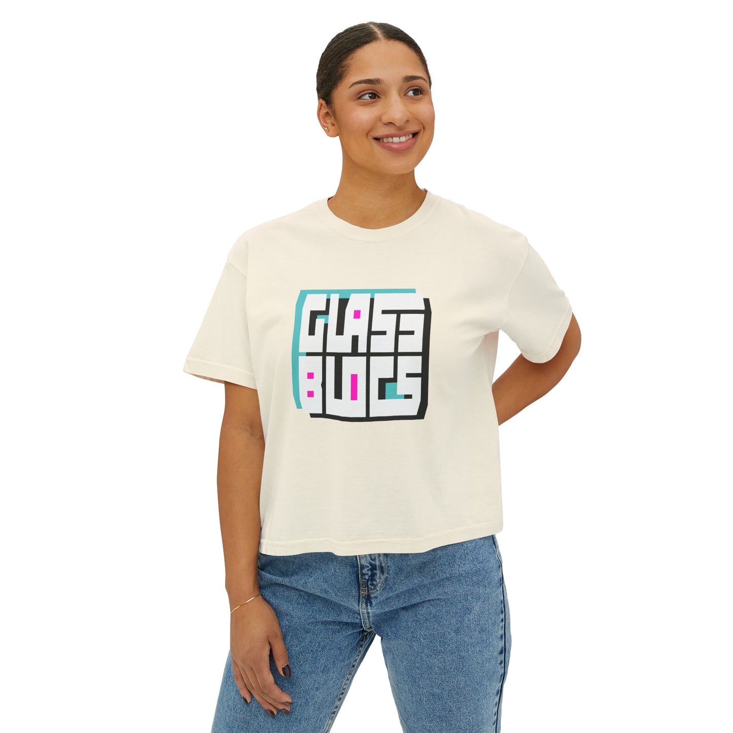 Color Block Logo Women's Retro Boxy T-Shirt