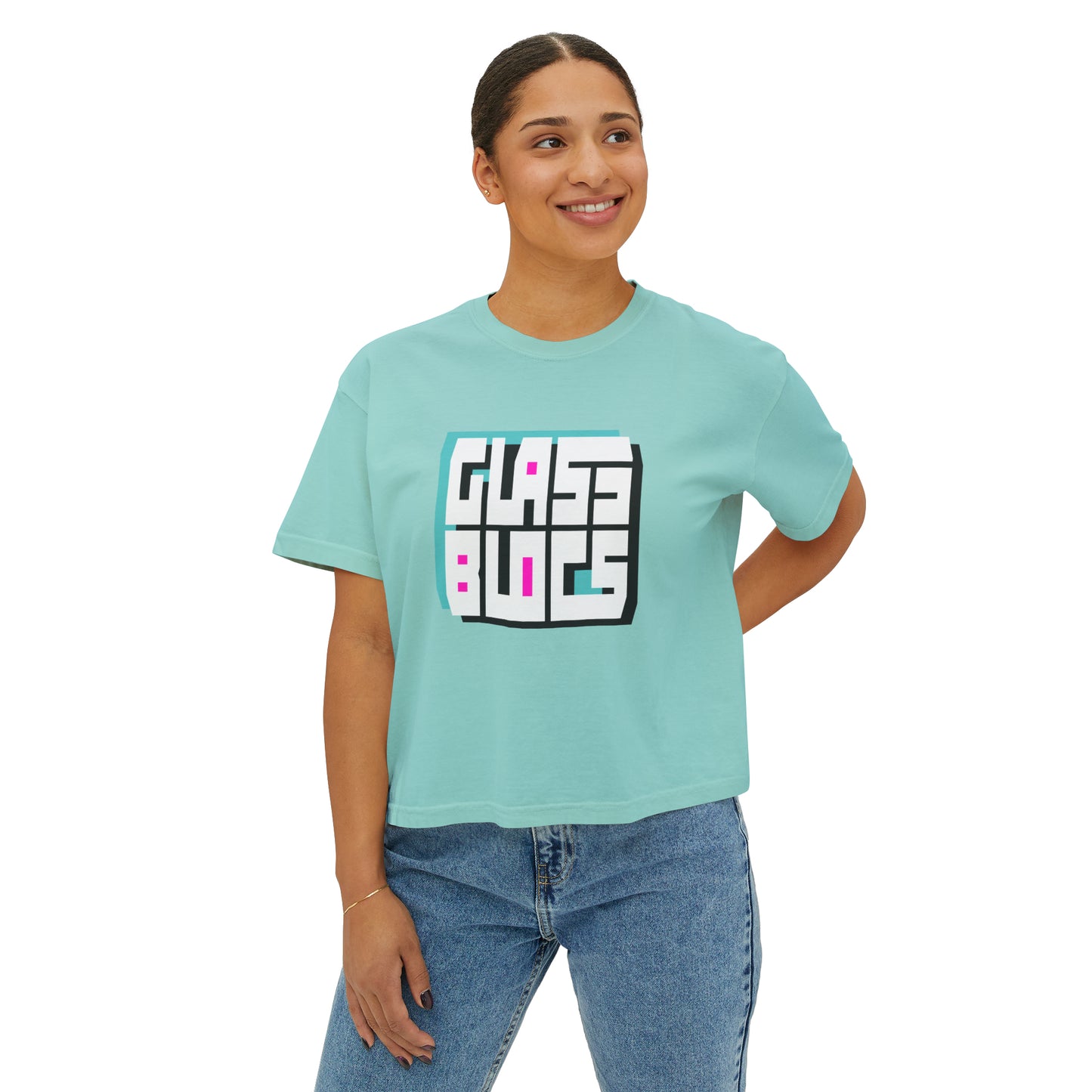 Color Block Logo Women's Retro Boxy T-Shirt