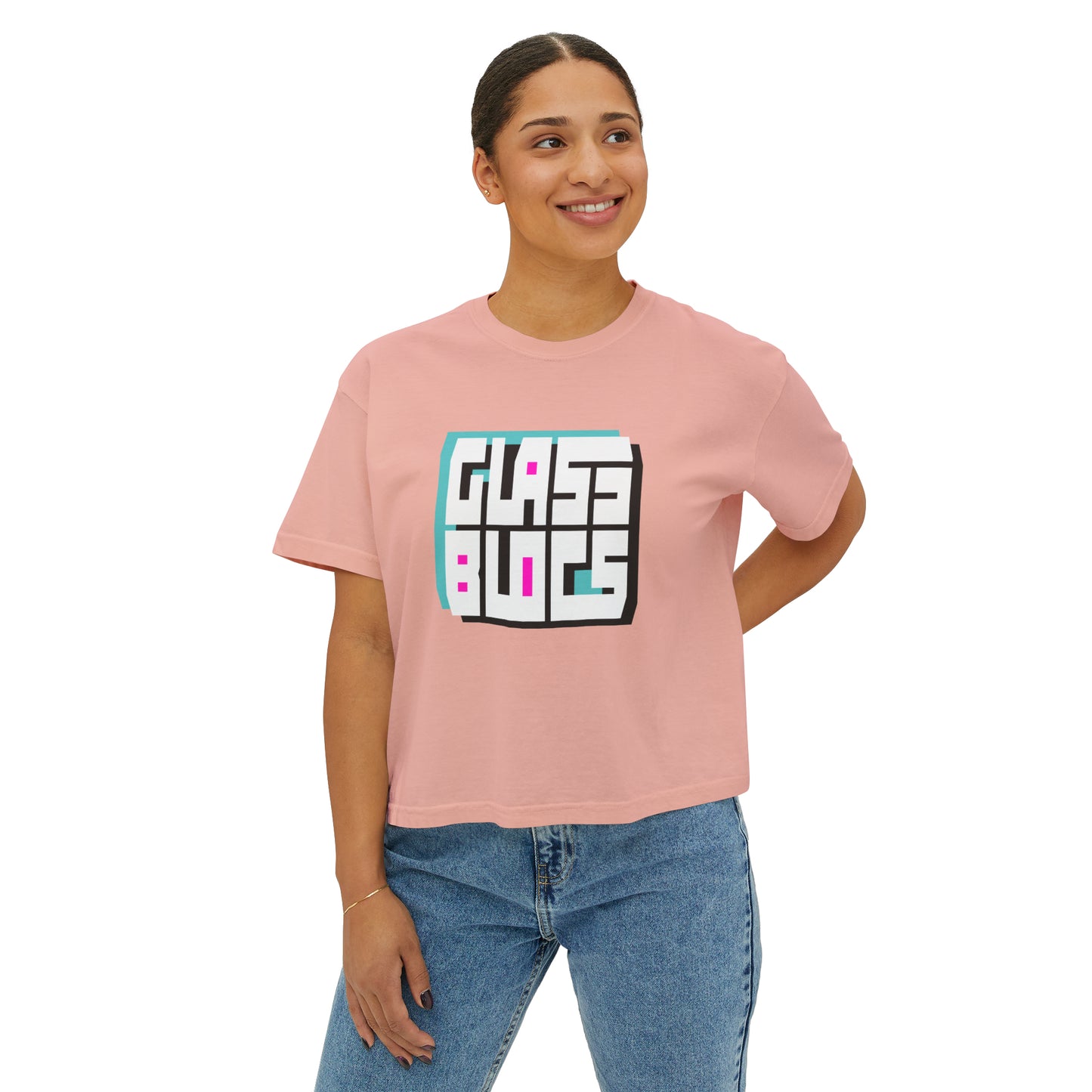 Color Block Logo Women's Retro Boxy T-Shirt