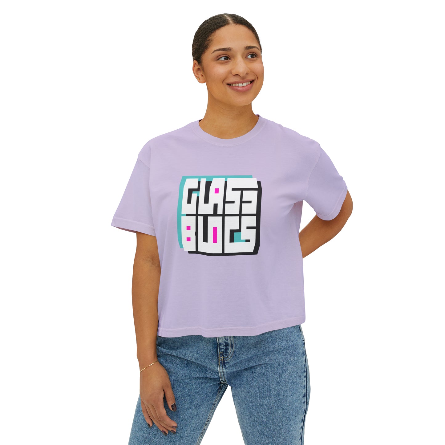 Color Block Logo Women's Retro Boxy T-Shirt
