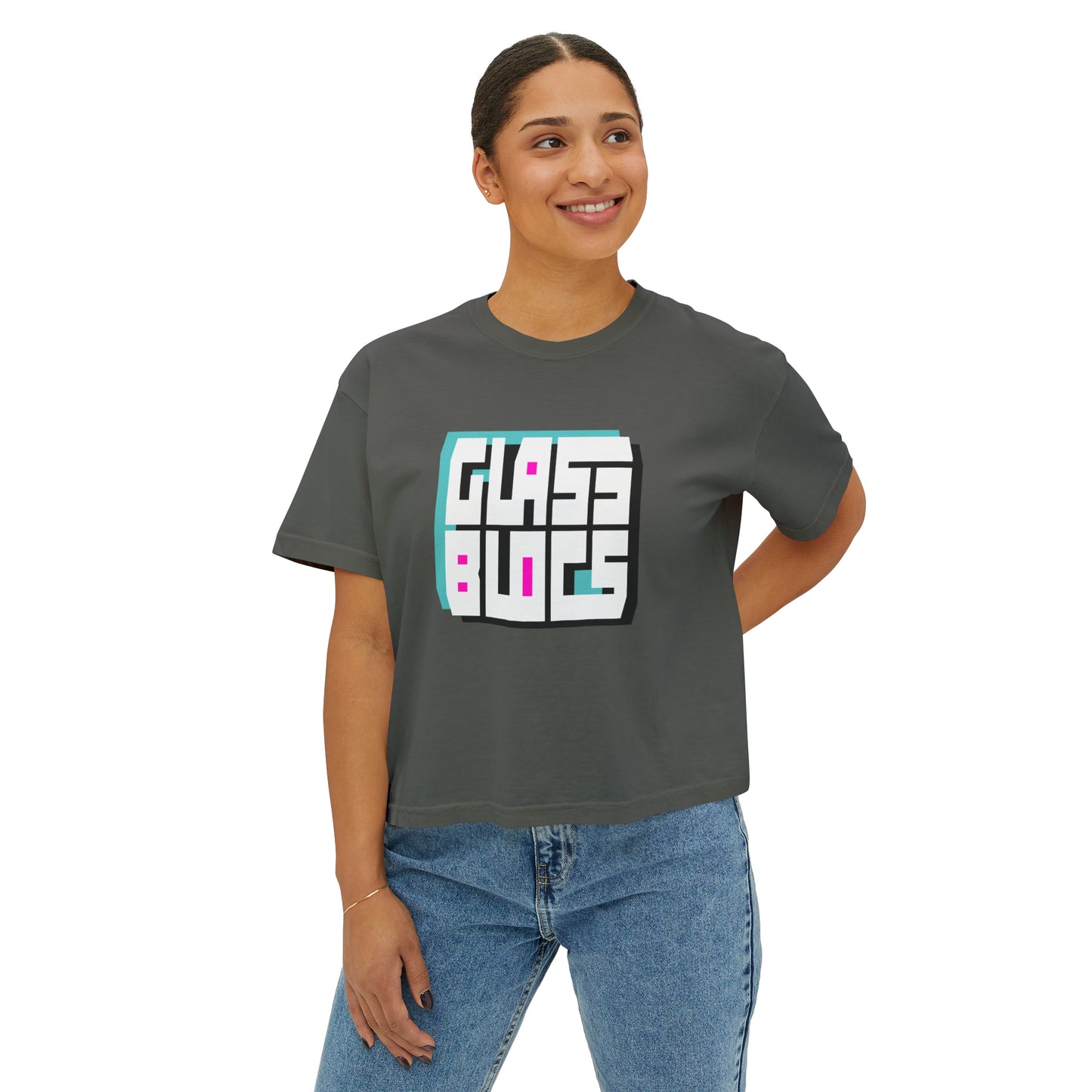 Color Block Logo Women's Retro Boxy T-Shirt