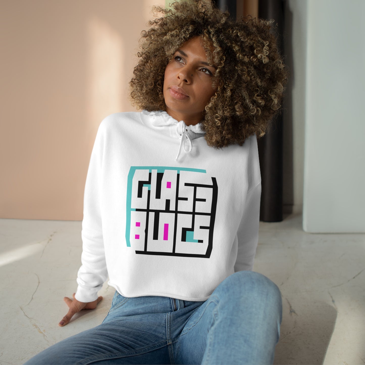 Color Block Logo Crop Hoodie